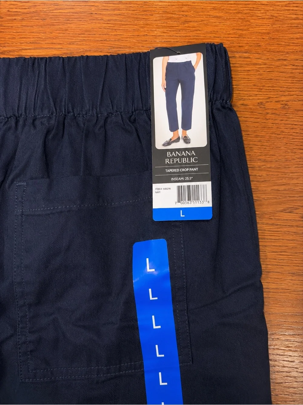 Banana Republic Cream Henley Top & Navy Cropped Pants Sz L NWT